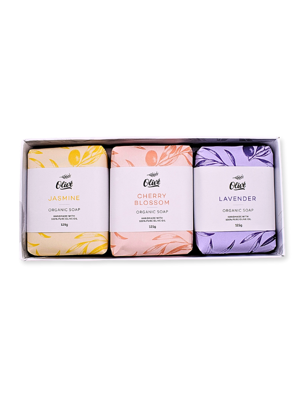 Olivé Bar Soap 125g x 3 - Jasmine, Lavender,  Cherry Blossom