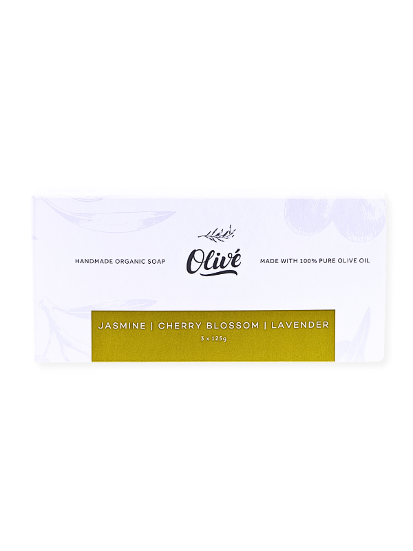 Olivé Bar Soap 125g x 3 - Jasmine, Lavender,  Cherry Blossom