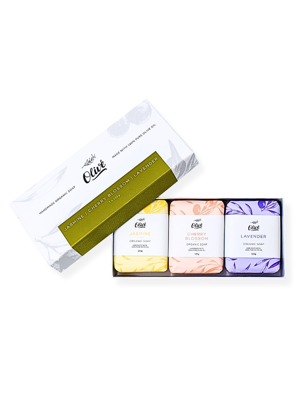 Olivé Bar Soap 125g x 3 - Jasmine, Lavender,  Cherry Blossom
